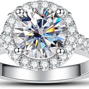 GRA CERTIFIED Moissanite Halo Lab created Ring 1ct. CENTER STONE 2CTW